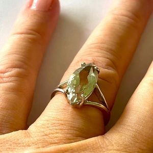 Pale Green Prasiolite Gemstone And Sterling Ring 7